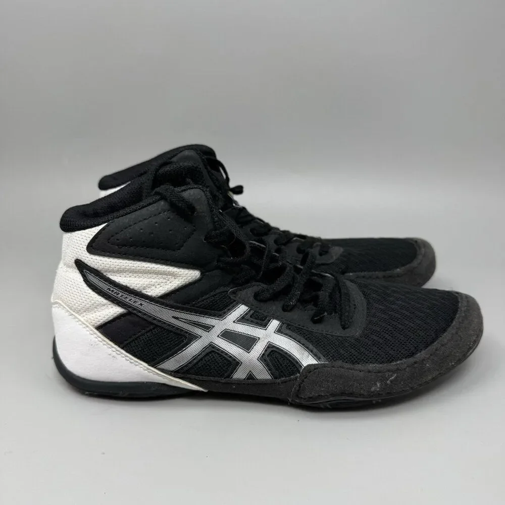 ASICS MATFLEX 6 Youth Size 6  Wrestling Shoes 1084A007 Black/White/Silver Unisex